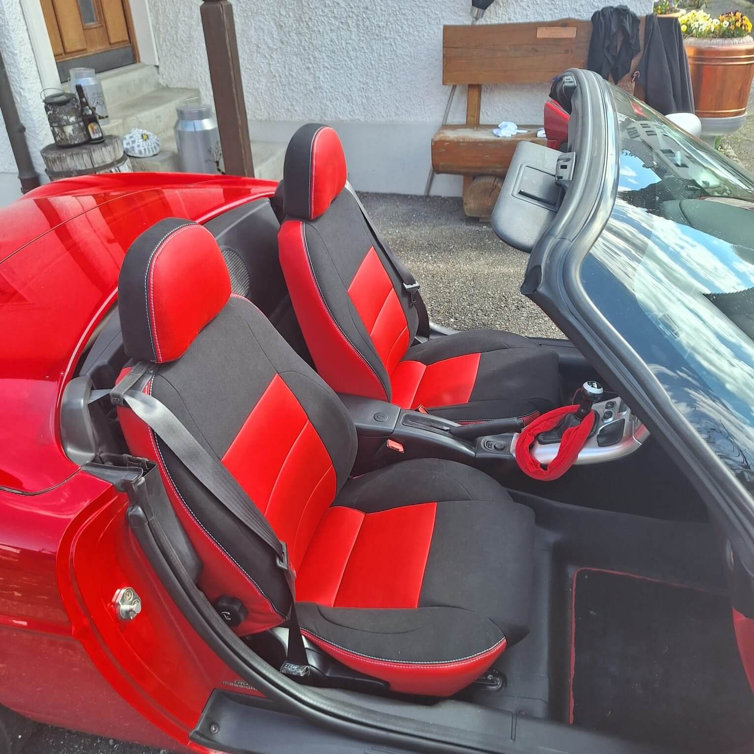 Barchetta Sitze Neu Bezogen Rot Schwarz