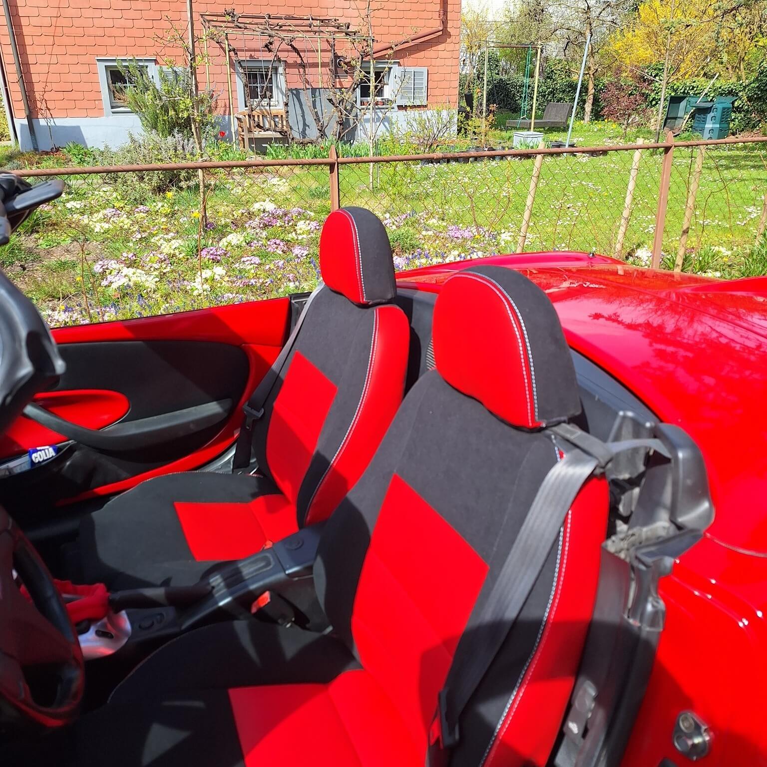 Fiat Barchetta Ledersitze Look Rot Schwarz