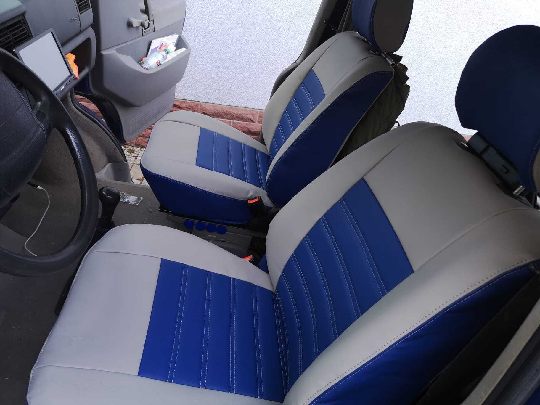 Vw T4 Autositzbezuege Blau Hellgrau Seite