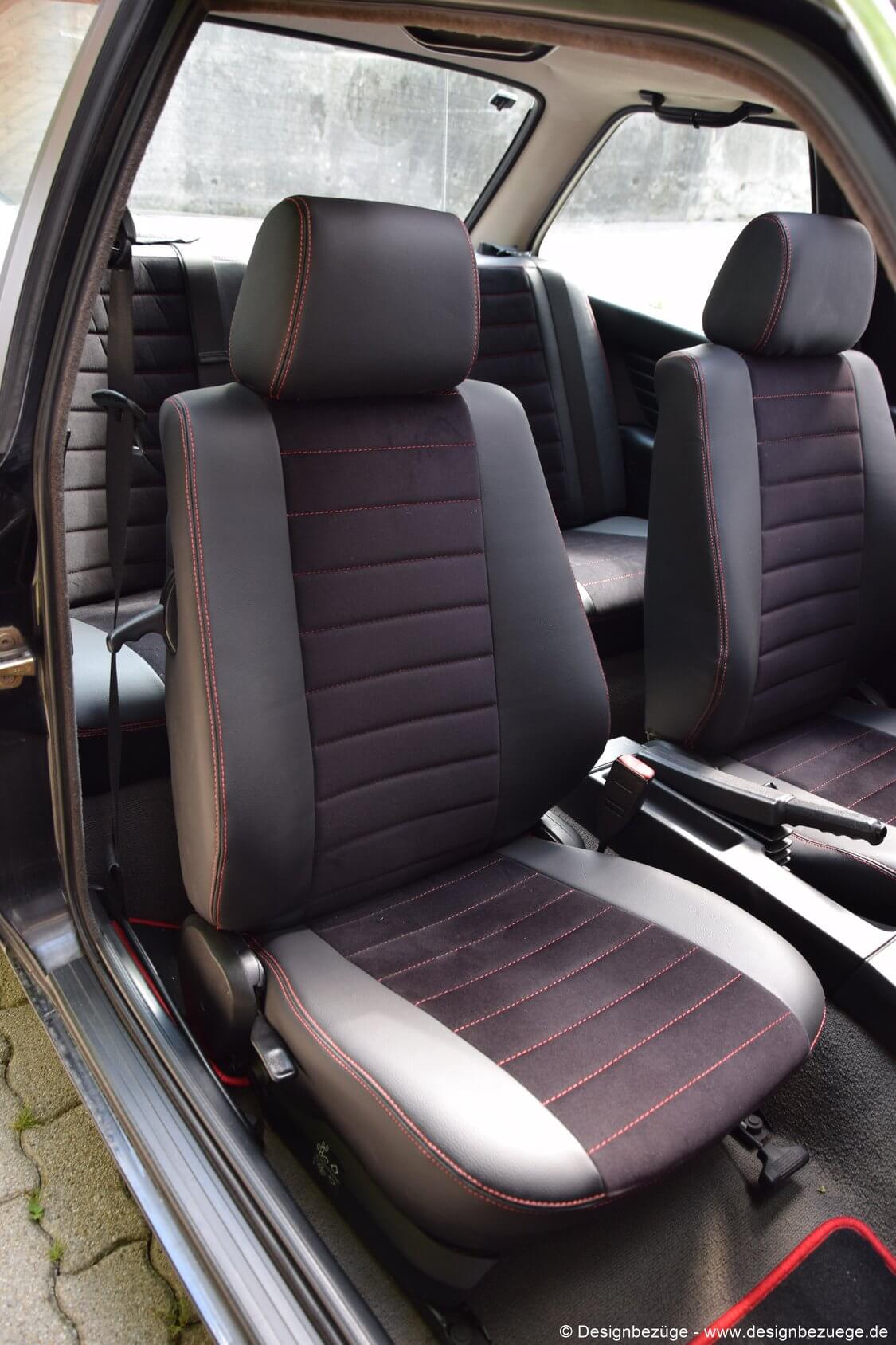 Bmw E30 Sitzbezuege Schwarz Rote Naehte Linien