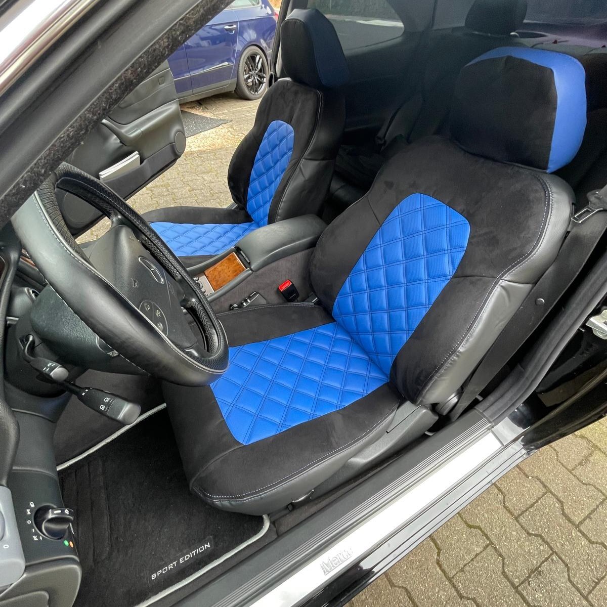 Clk W208 Sitzbezuege Rautensteppung Blau