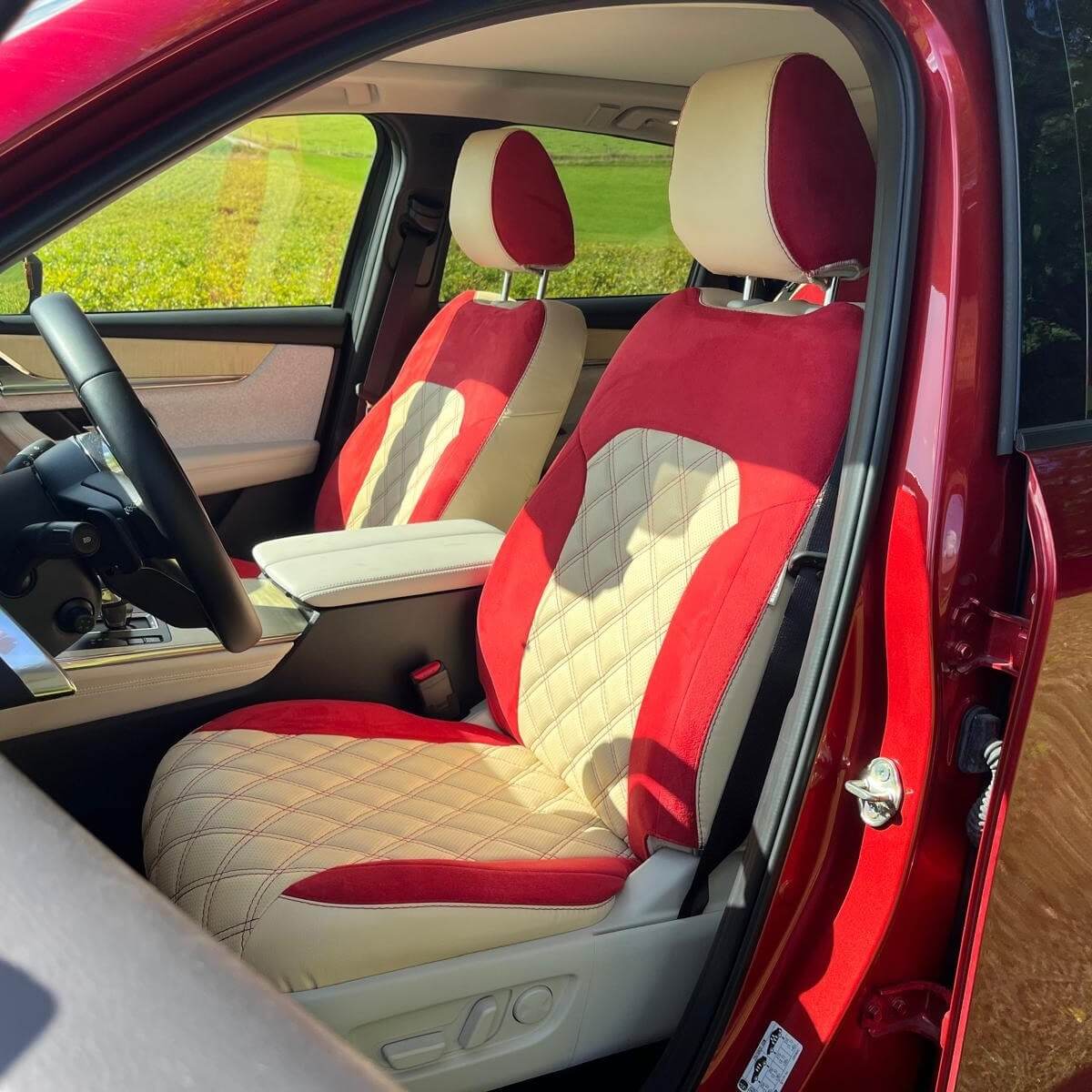 Mazda Cx60 Sitzbezuege Vorne Rot Beige Steppung