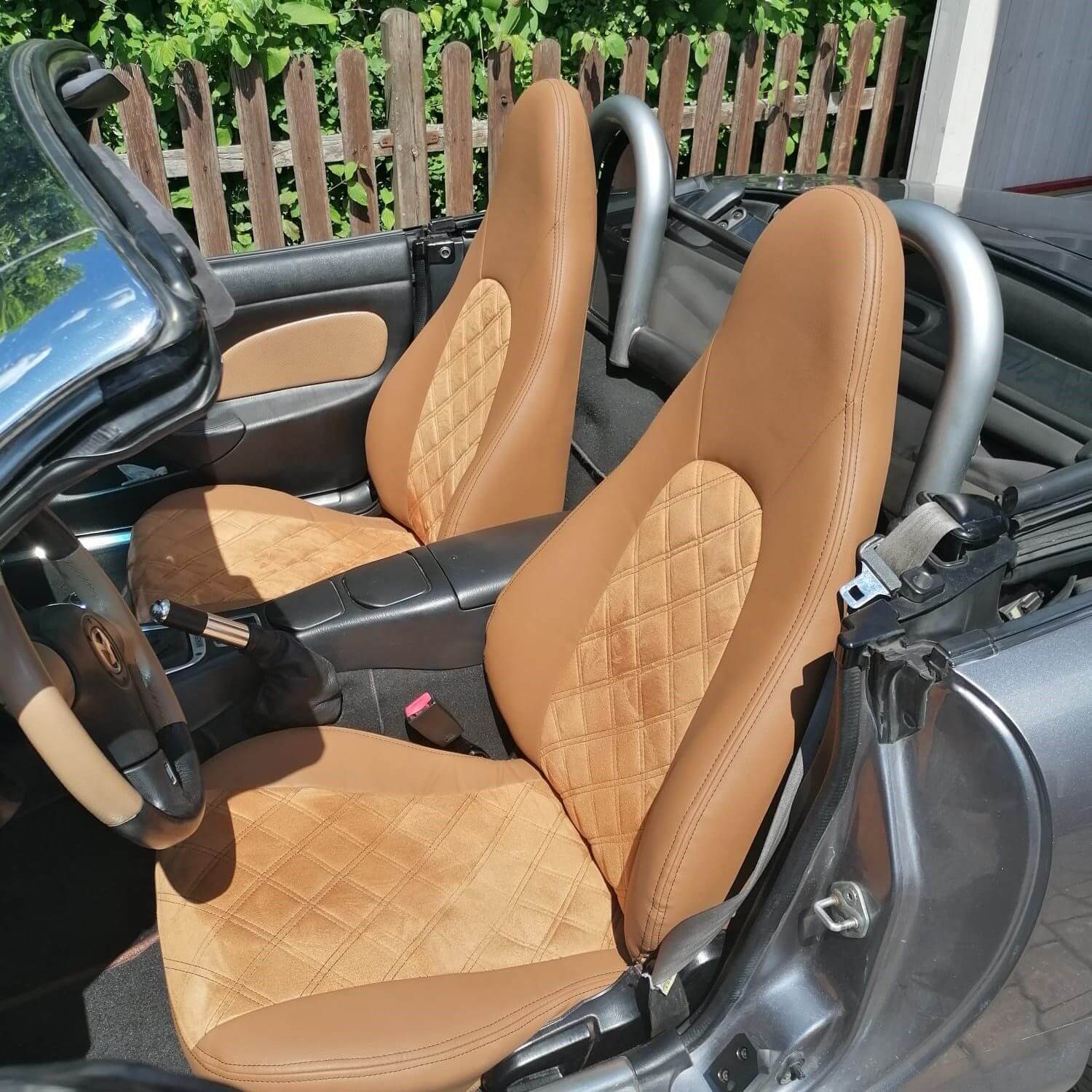 Mazda Mx5 Sitzbezuege Cognac Beige Rautensteppung Vordersitze