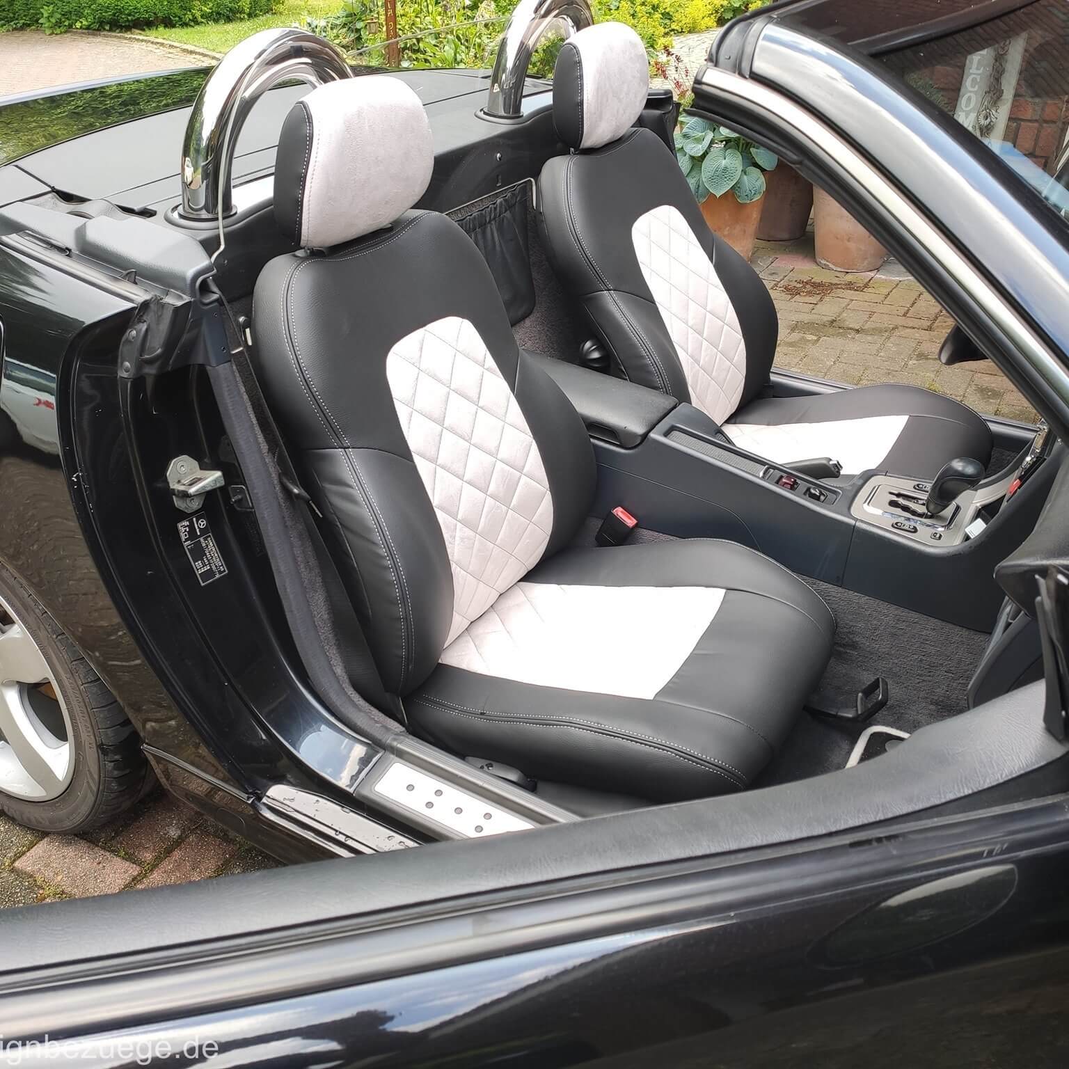 Mercedes Clk Cabrio Sitzbezuege Schwarz Hellgrau Rautensteppung Vorne