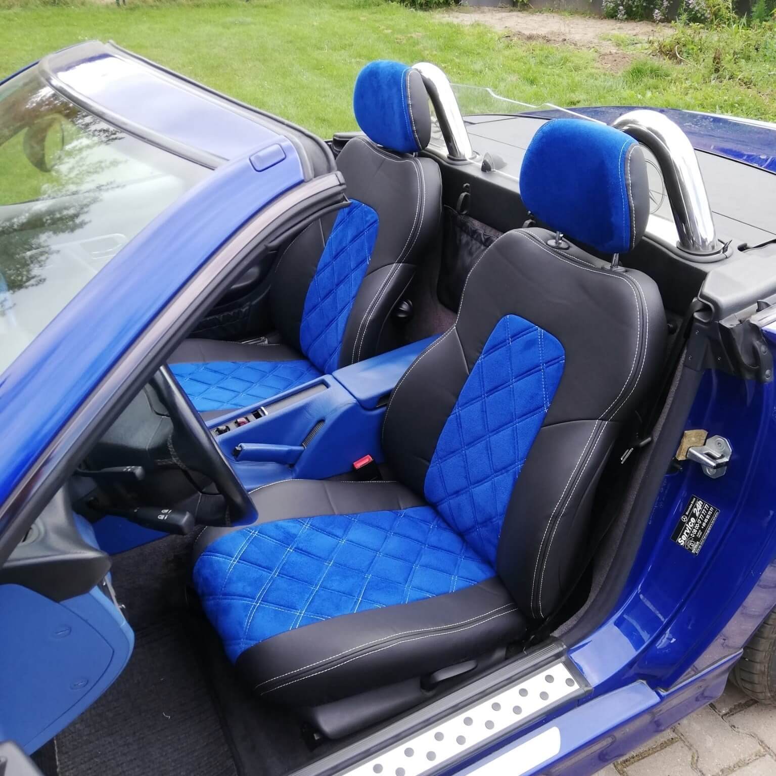 Mercedes Slk Sitzbezuege Blau Schwarz Cabrio Steppung