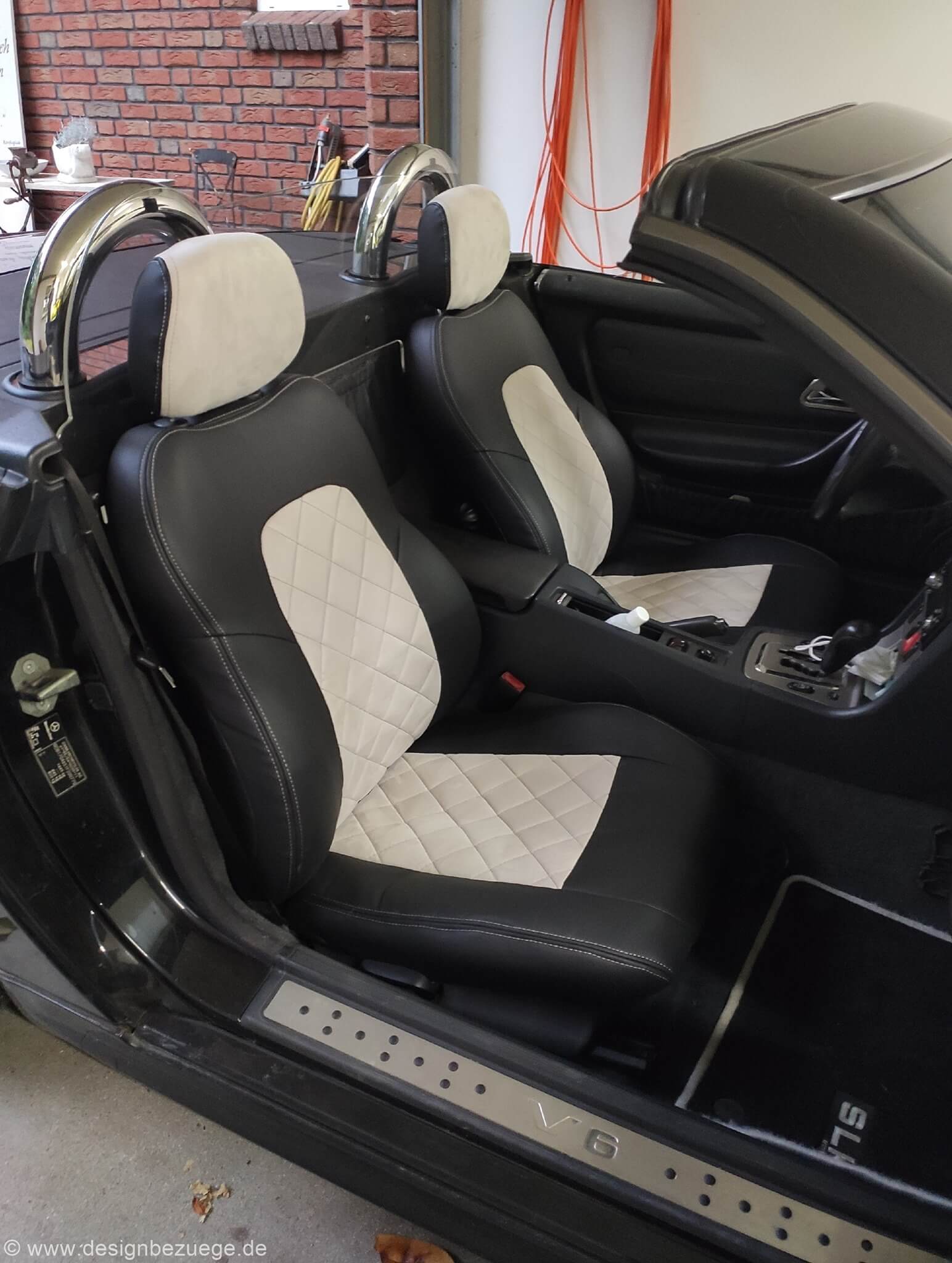 Mercedes Slk W170 Sitzbezuege Schwarz Creme Rautensteppung