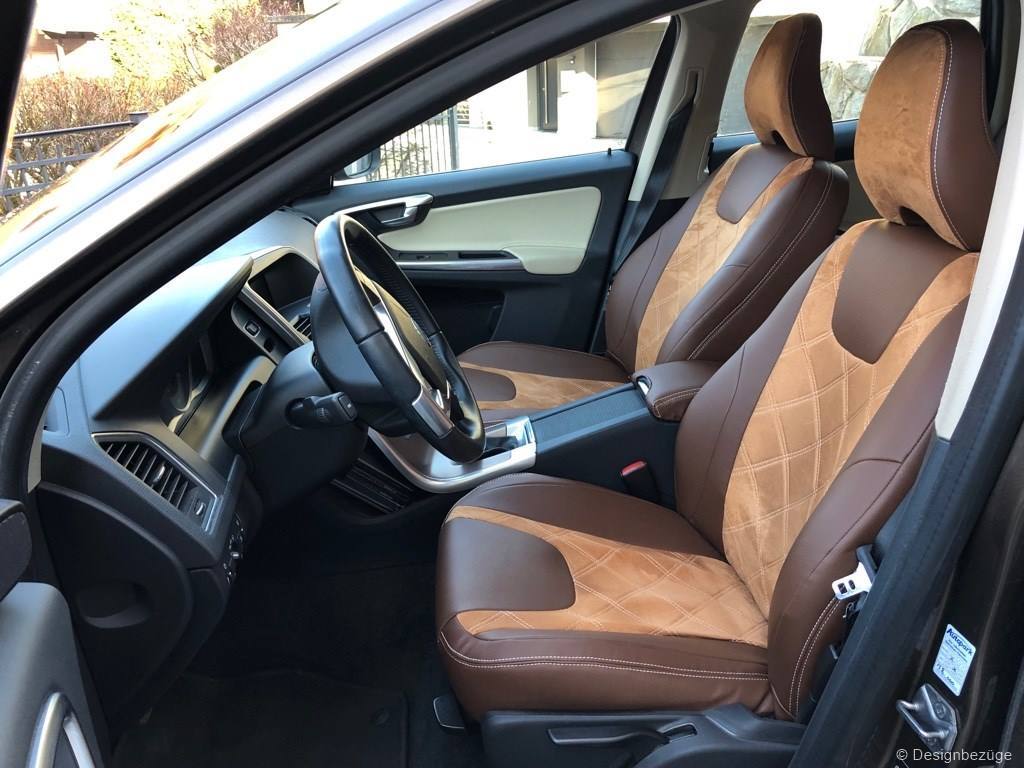 Volvo Xc60 Sitzbezuege Vorne Braun Beige Steppung