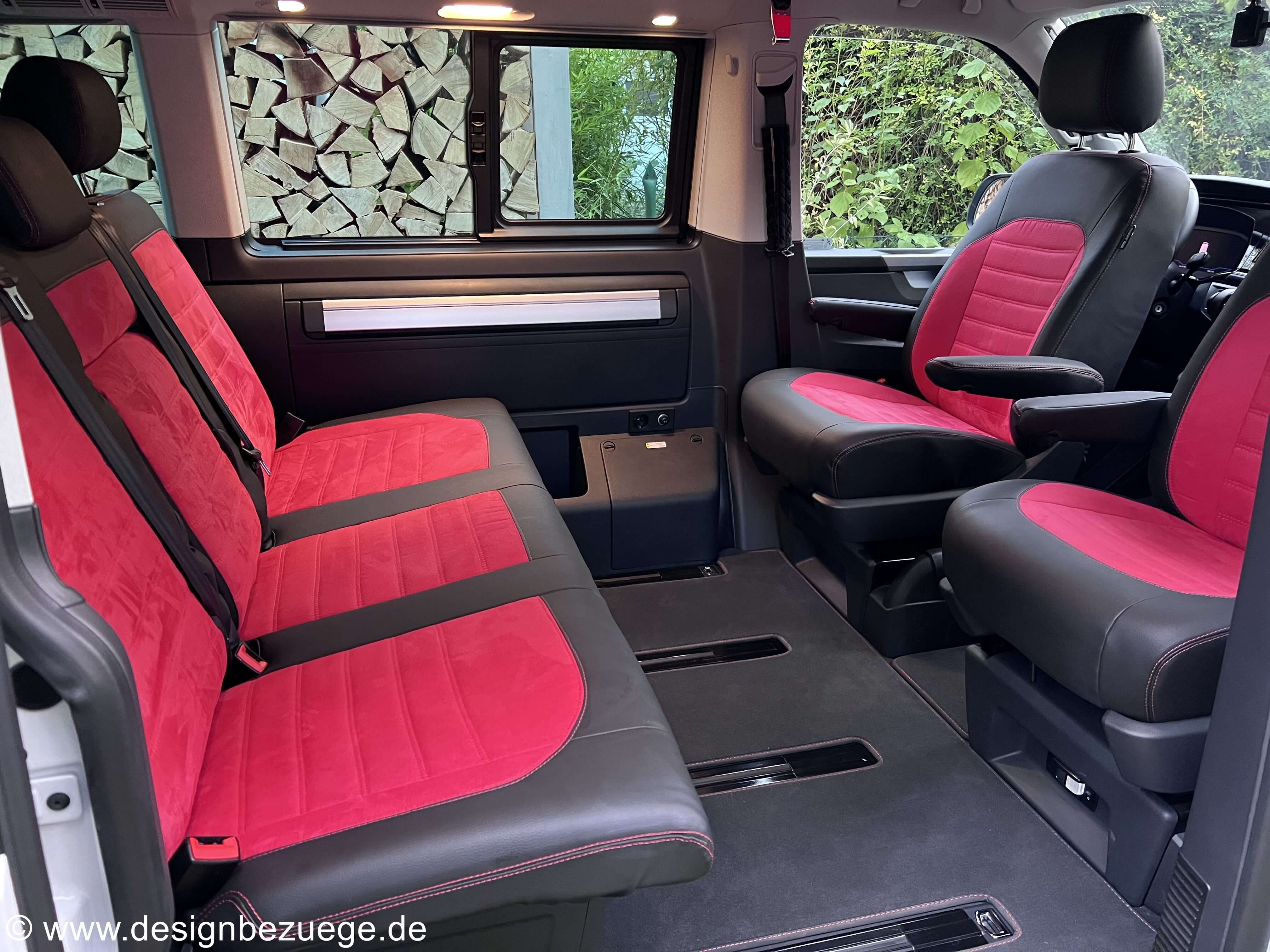 Vw T6 Sitzbezuege Hinten Schwarz Rot Bank Einzelsitz Massanfertigung