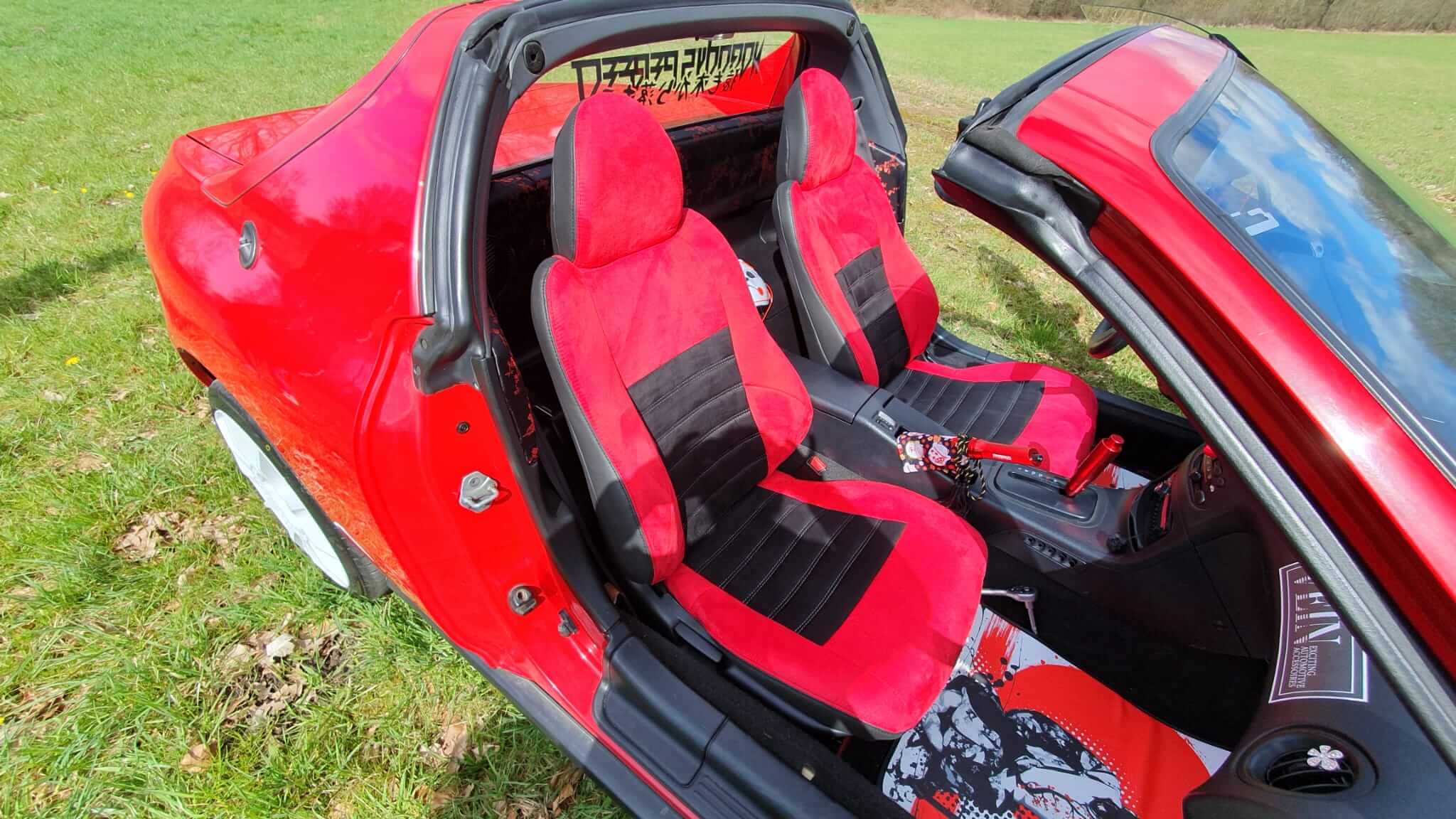Honda Crx Del Sol Sitzbezuege Rot Schwarz Sportlich Vordersitze