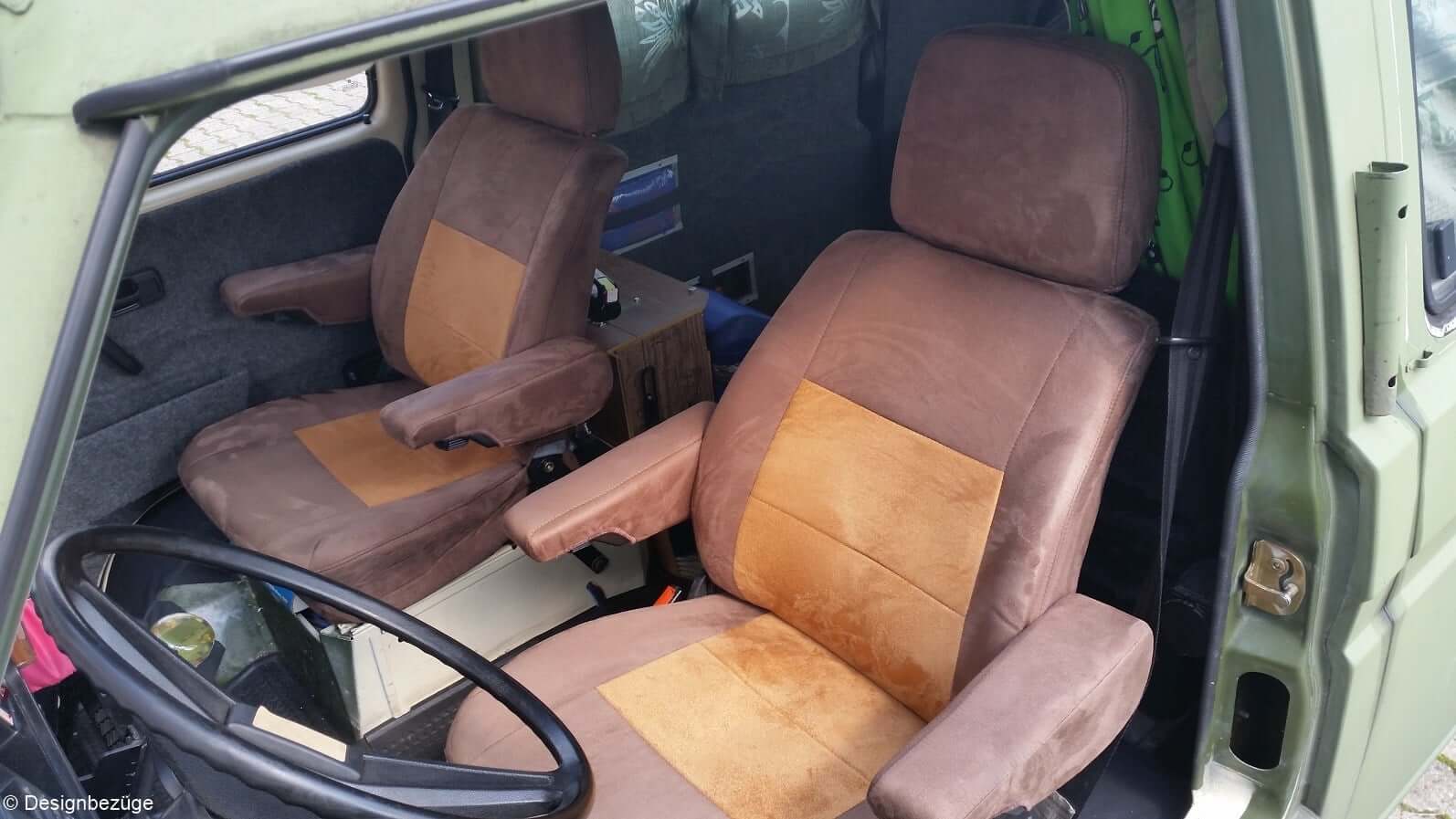 Vw T3 Sitzbezuege Dunkelbraun Hellbraun Vordersitze