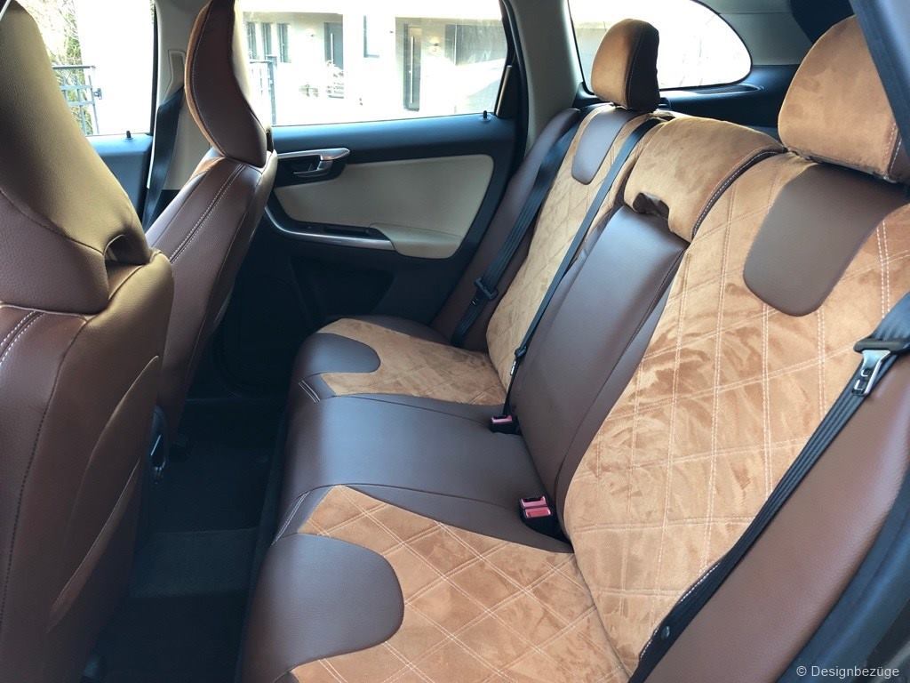 Volvo Xc60 Sitzbezuege Hinten Braun Beige Rueckbank Steppung