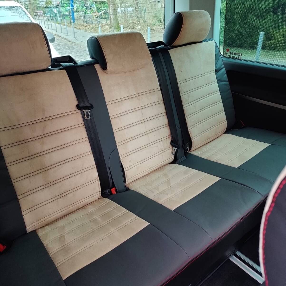 Vw T6 Rueckbank Sitzbezug Beige Schwarz Linienstruktur