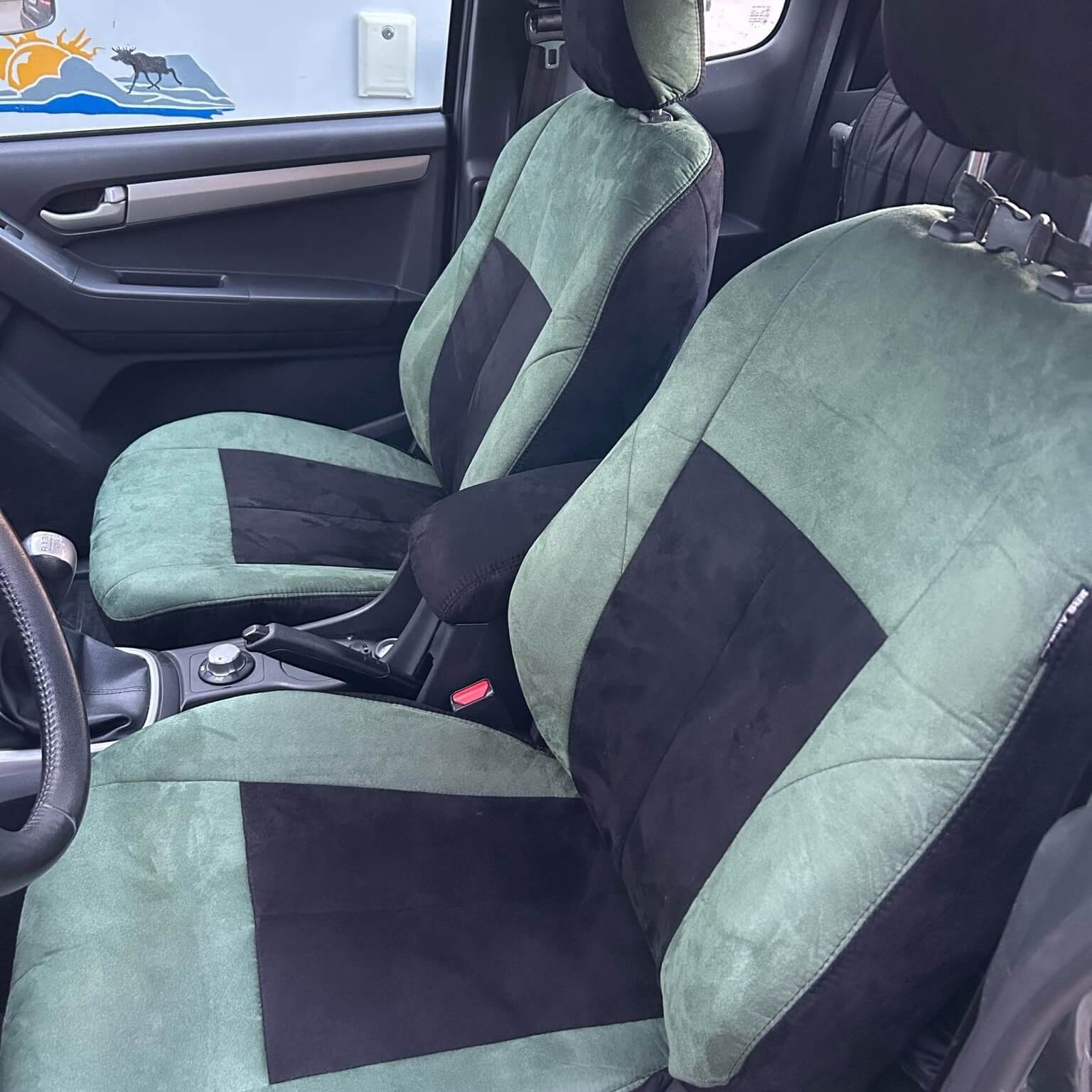 Antarrlook Auto Sitzbezuege Gruen Schwarz Wildleder Optik Vordersitze