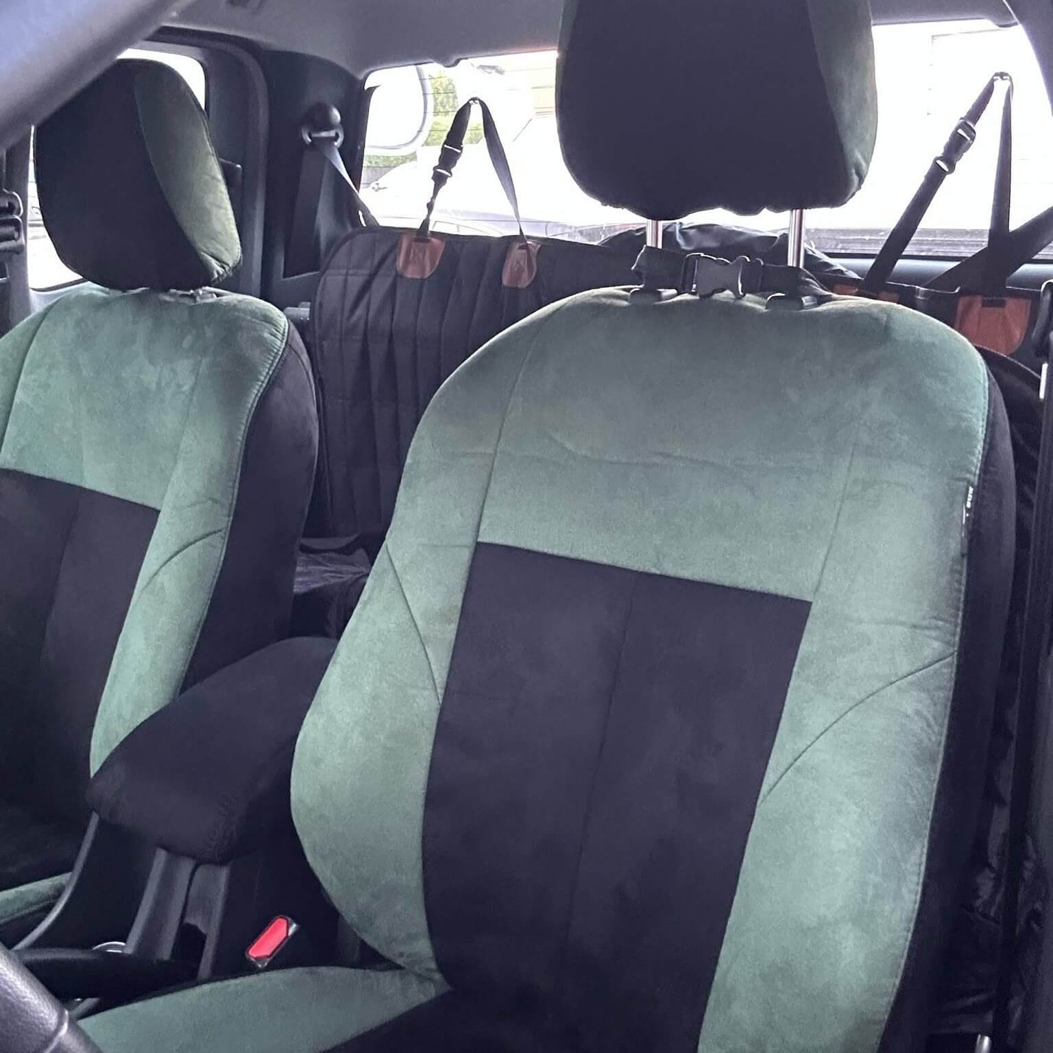 Antarrlook Sitzbezuege Auto Gruen Schwarz Wildleder Look Rueckbank Set