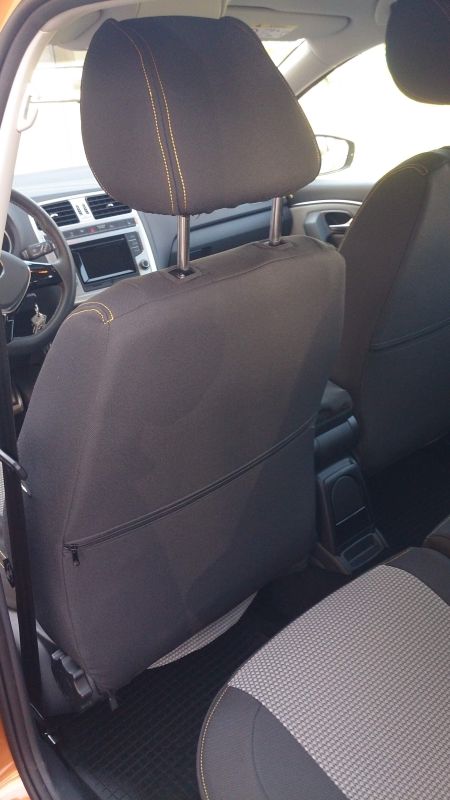 Vw Polo Sitzbezuege Textil Schwarz Grau Detail Rueckseite