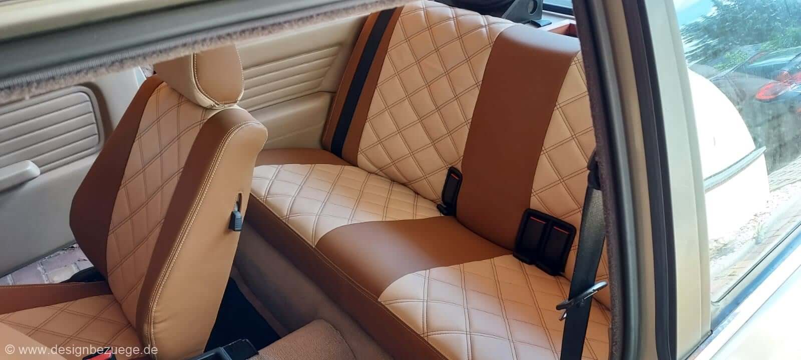 Bmw E30 Rueckbank Sitzbezuege Beige Braun Rautensteppung