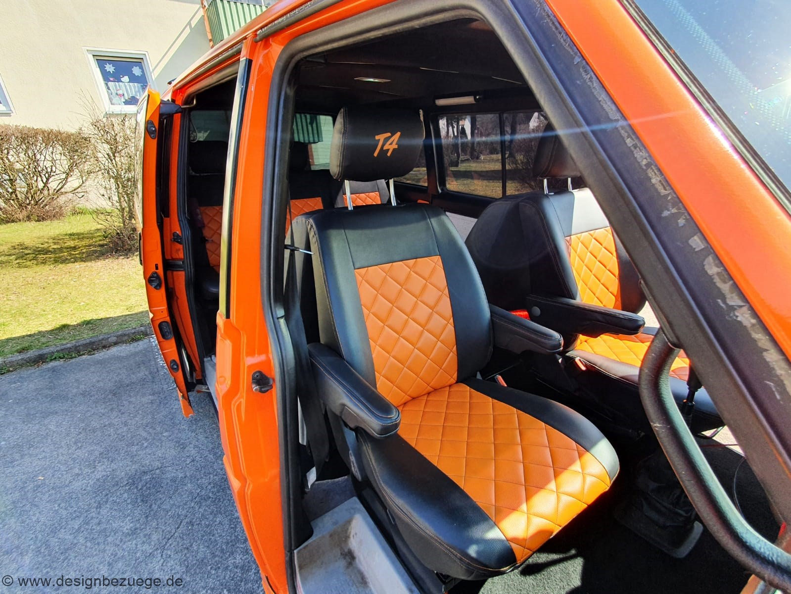 Vw T4 Autositzbezuege Lederlook Rautensteppung Detail